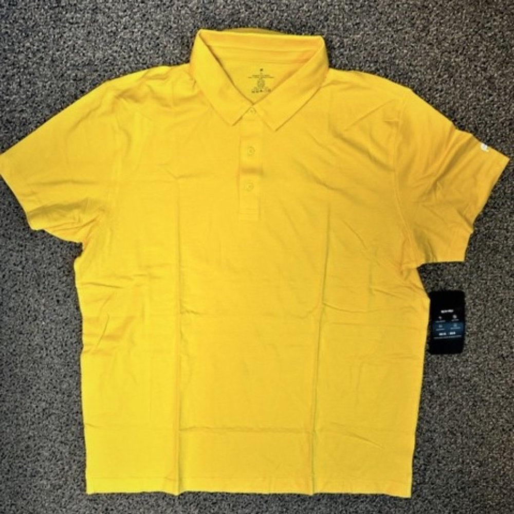 NEW!  FABLETICS MEN THE 24-7 POLO, SUNSET YELLOW, SIZE XXL